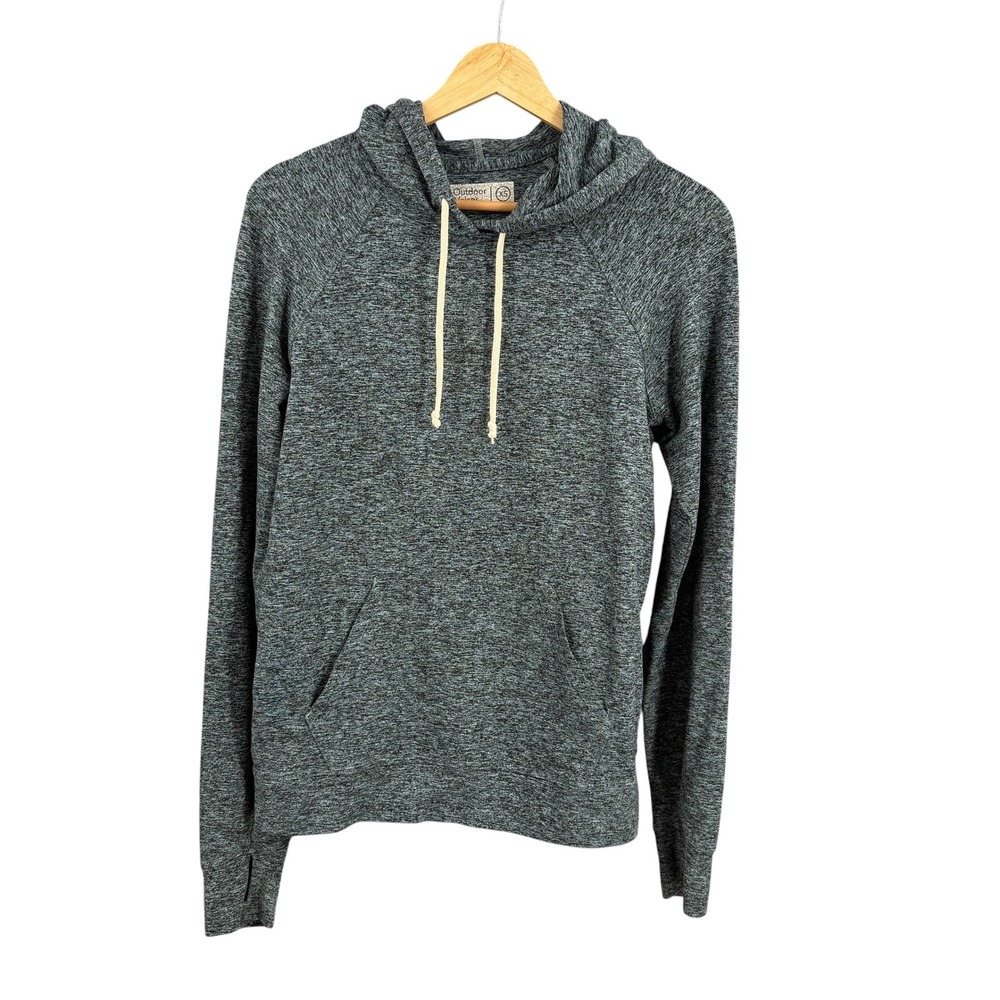 Outdoor Voices Pullover Hoodie Size XS Heather Blue Thumbholes Soft Buttery